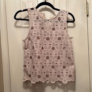 LOFT Floral Lace Sleeveless Blouse - Cream